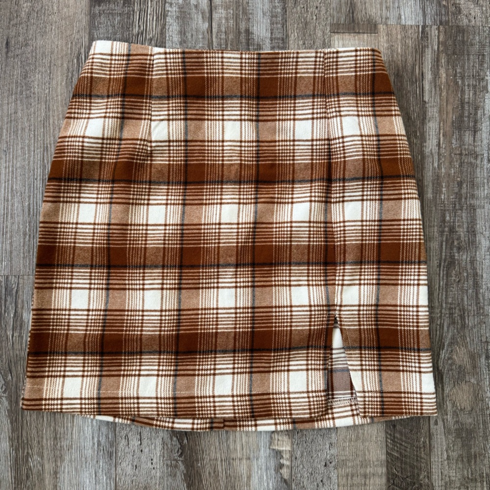 Brown Plaid Skirt